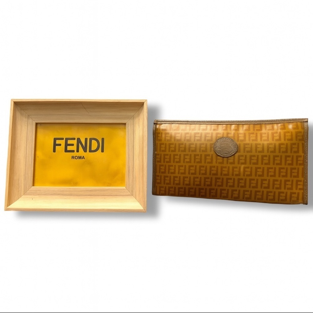 Authenticated Vintage Fendi Zucca FF Monogram Clutch Document Pouch